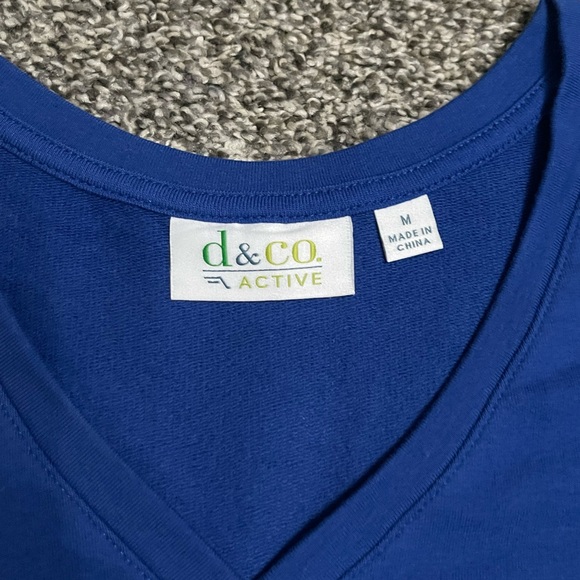 New Denim & Co Active Blue Sweatshirt Coverup 3/4 sleeve Dress with pockets M - Picture 3 of 13